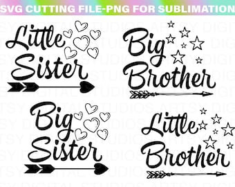 Big Little Brother Sister SVG PNG-bundel (digitale download)