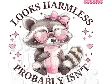 Funny Sarcastic Raccoon PNG: Trendy Animal Design (Digital Download)