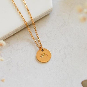 Mountain Necklace | Gold Hand Stamped Circle/Coin Disc | Mountain Pendant Rose Gold Charm | Minimalistic Dainty Jewelry | Birthday Gift
