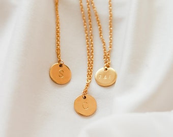 Initial Necklace | Gold Letter Necklace | Dainty Monogram Coin Necklace | Kids Initial | Personalized Bridesmaid Jewelry | Gift for Mom