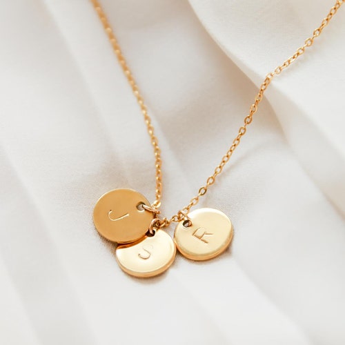 Three Initials Necklace Gold Two 
