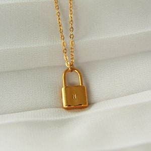 Lock Initial Pendant Necklace | Custom Padlock Necklace Initial | Dainty Initial Name Necklace | Personalized Couple Necklaces |Gift For Her