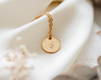 Tiny Flower Necklace | Dainty Floral Necklace | Hand Stamped Tulip Layering Necklace | Minimal Small Flower Choker | Jewelry Gift for Her