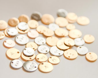 Add-On Personalized Disc Pendant with Store Purchase ONLY | Additional Minimalistic Custom Name Charm for Necklace | Add a Hand Stamped Disc