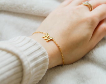 Gold Initial Bracelet | Custom Letter Bracelet | Personalized Bridesmaid Bracelet Gift | Mothers Day Gift | Christmas Gift | Gift For Her