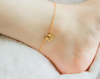 Personalized Initial Anklet | Custom Letter Anklet Bracelet | Name Ankle Bracelet | Gold Minimalist Summer Jewelry | Dainty Gifts for Her
