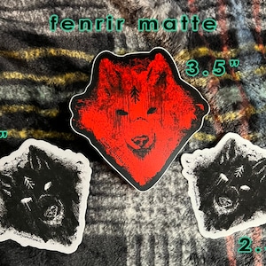 Fenrir wolf Norse mythology viking ragnarok lore die cut matte/round matte/chrome/glow in the dark/red/holographic sticker