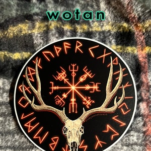 Norse vinyl stickers vegvisir fox skull, yggdrasil ravens, skoll & hati, wotan, blood eagle aegishjalmur, nordic runes holographic