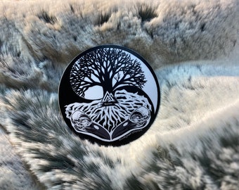 Huginn & Muninn tree of life Yggdrasil ( Odin’s Ravens ) matte or holographic 3x3 sticker
