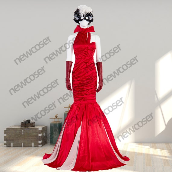 Cruella De Vil Red Dress Outfits Uniform Cruella Devil Suits