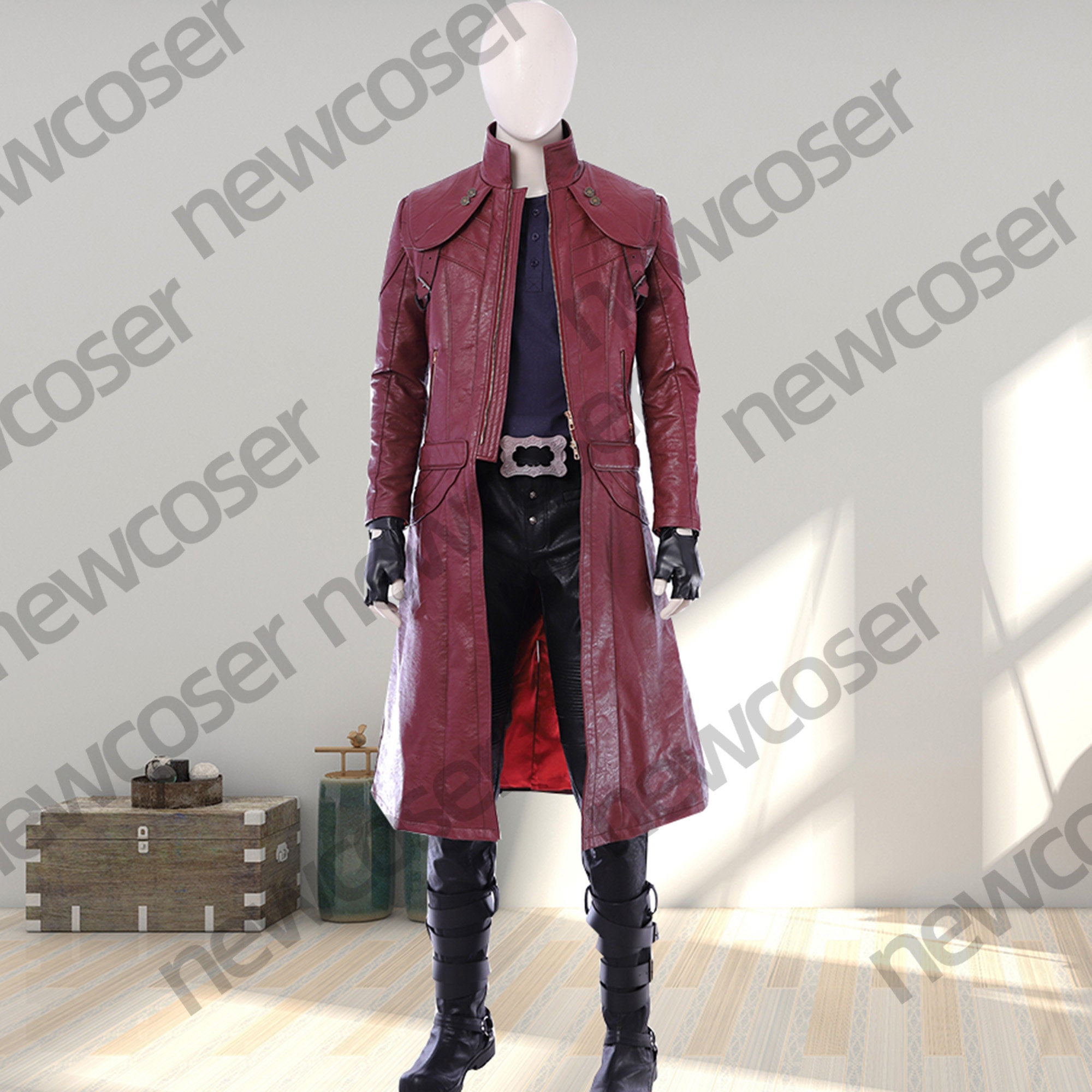 Devil May Cry 3 Dante Cosplay Costume Leather Halloween Outfit Suit