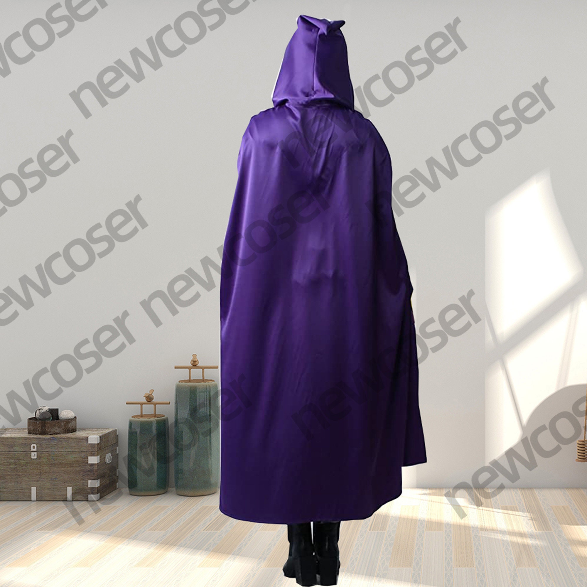 Raven Cosplay Womens Rachel Purple Cloak Black Jumpsuit