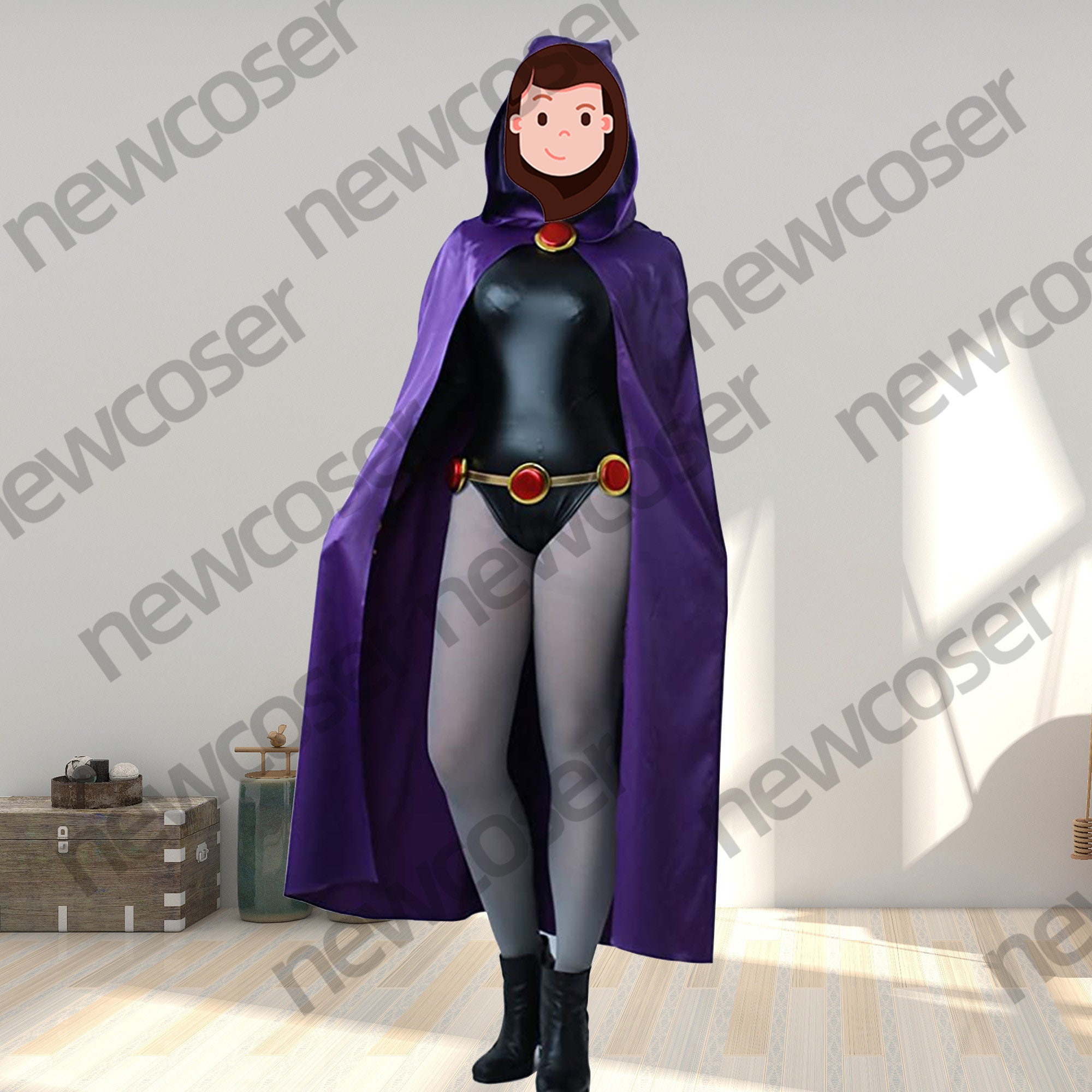 Raven Cosplay Women's Rachel Purple Cloak Black Jumpsuit - Etsy Hong Kong