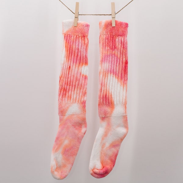 Ice Dyed Slouch/Scrunch/Boot Socks in Popsicle - Size 9-11