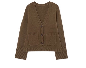 Khaite style Wool cashmere Cardigan (khaki)