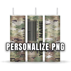 US Army Name & Rank PNG 20oz Skinny Tumbler Personalize Sublimation Tumbler Design - PNG Digital download