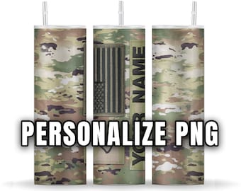 US Army Name & Rank PNG 20oz Skinny Tumbler Personalize Sublimation Tumbler Design - PNG Digital download