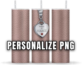Personalize Name PNG Rose Designer Leather 20oz Skinny Tumbler Sublimation Tumbler Design - PNG Digital download