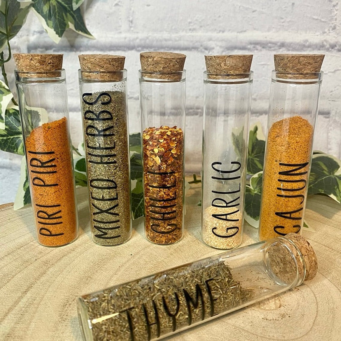 Glass Spice Jar Cork Spice Rack Personalised Spice Jar Cork Etsy UK