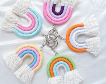 Macrame Rainbow Car Keychain for Women or Bag Accessories, Expected Gif for Her, Great for a Gift