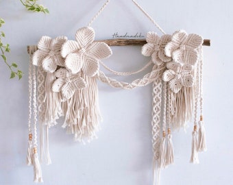 Macrame Flower Wall Hanging, Boho Wall Decor Macrame Wall Hanging, Above Bed Art,  21st Birthday Gift for Her - CANTIKA