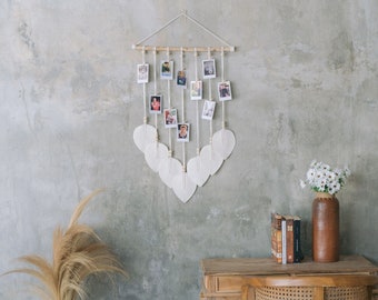 Macrame Leaves Wall Hanging, Polaroid Picture Holder, Custom Photo Backdrop Instax Fall Decor Idea