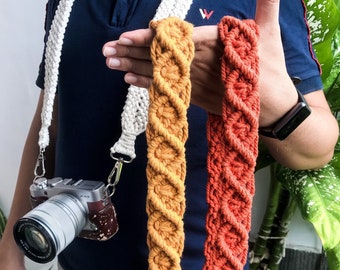 Custom Macrame Camera Strap, Boho Cotton Camera Accessory