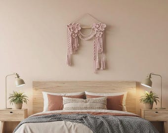 Macrame Flower Headboard Wall Hanging: Boho Home Decor - CANTIKA