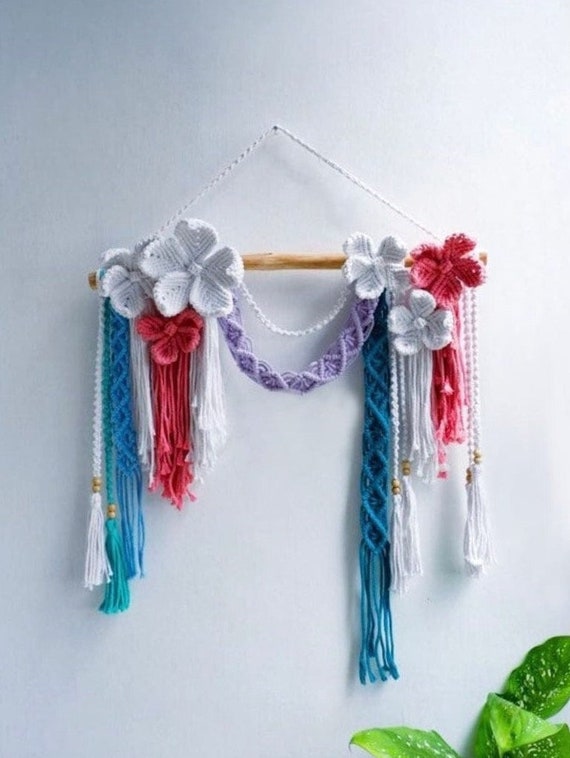 Macrame Flower Wall Hanging, Boho Wall Decor Macrame Wall Hanging, Above  Bed Art, 21st Birthday Gift for Her CANTIKA 