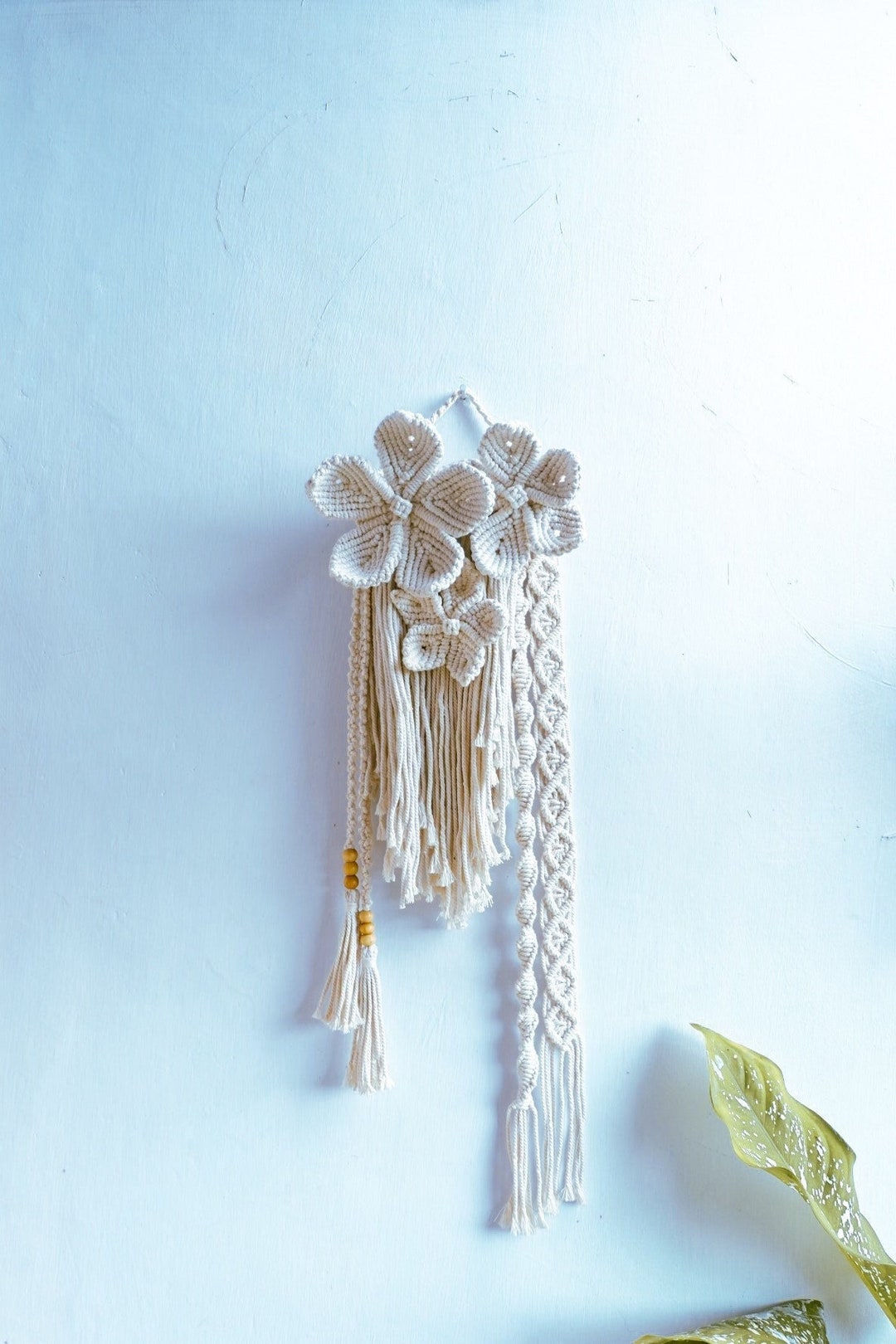 Floral Macrame Wall Hanging, Nature Tapestry Wall Art for Entryway