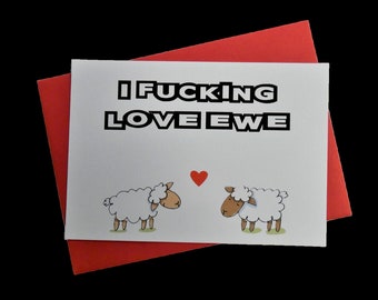 Funny Rude Swearing Sheep Valentine Card - Love Card - Funny Valentines Card - Sheep Card for Valentines Day - Rude Cards - Valentines Day
