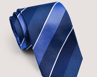 Necktie | Space Blue Regimental Silk Tie | Gift for man, unique men's tie, elegant edgy Tie, Wedding tie