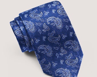 Necktie | Steel Blue Paisley Silk Tie | Gift for man, unique men's tie, elegant edgy tie., Wedding tie