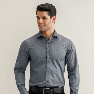 Black and Grey Floral Dress Shirt