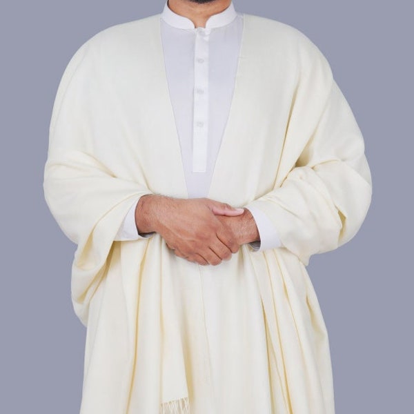 Premium-Qualität pakistanische / afghanische Patoo handgemachte Herren 100% Wolle weiß paschtunischen Schal Schal wickeln
