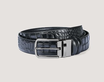 Crocodile Leather Belt for Men: Black & Brown, 35mm Wide