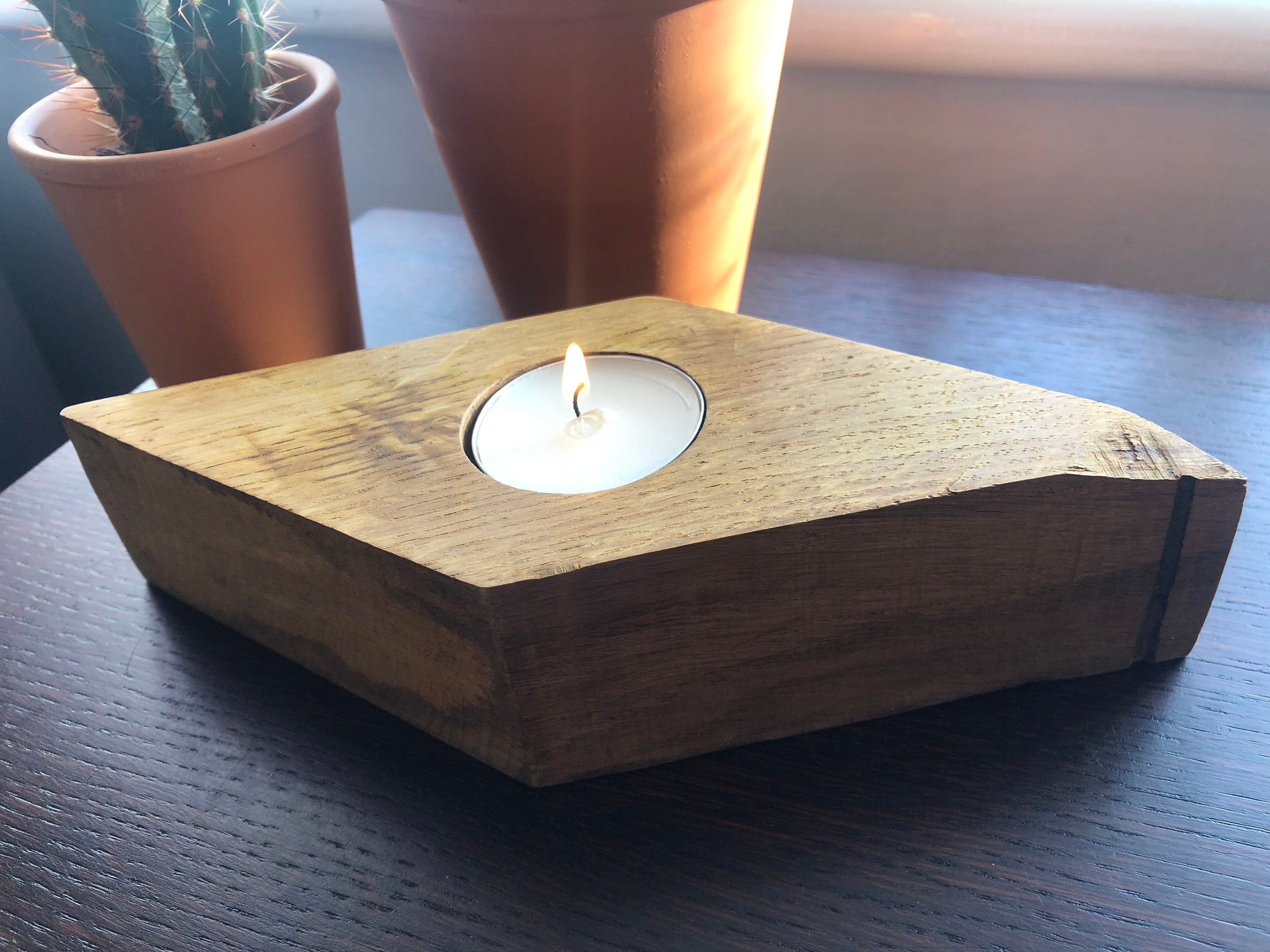 Handmade Wooden Tea Light Holder Etsy