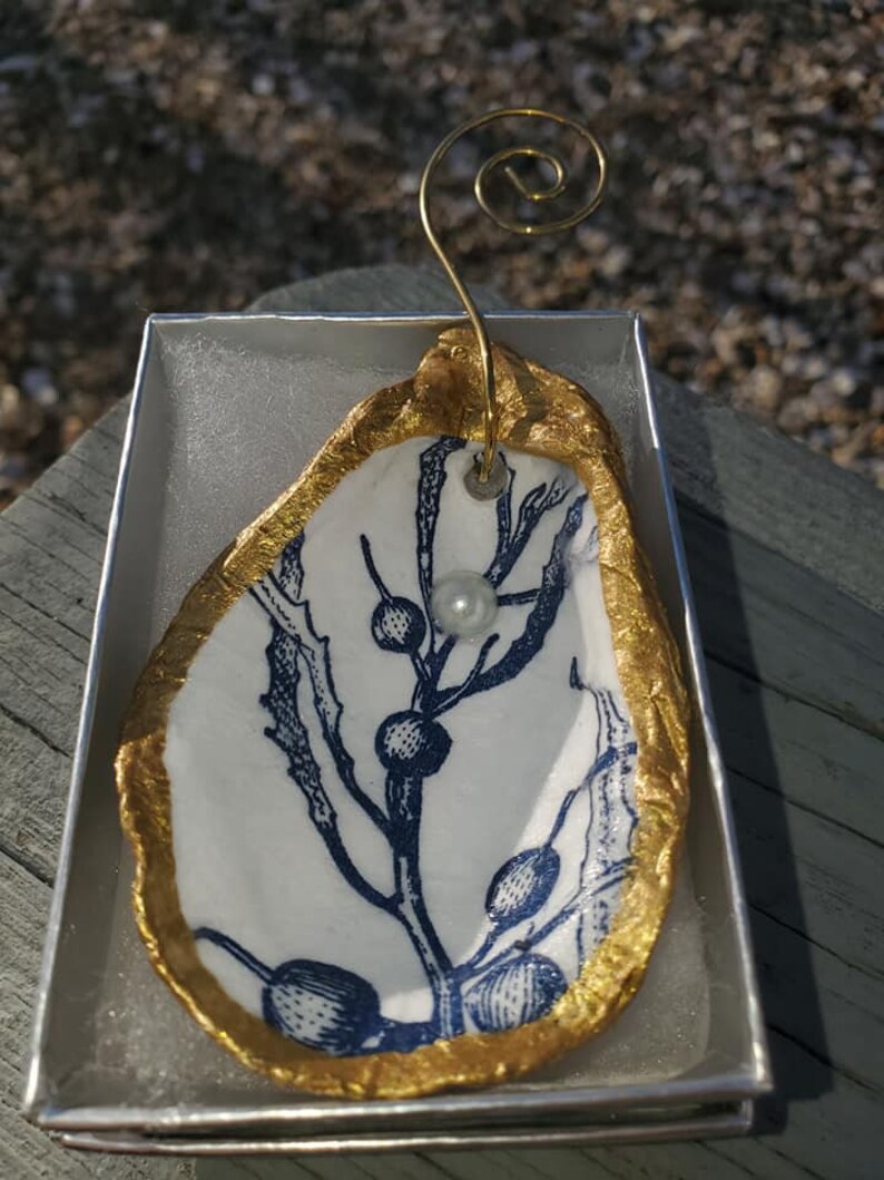 Indigo Mothers Day Gift *15 Ocean theme gift Oyster Ornament Nautical Cape Cod shellfish