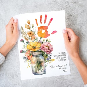 Lehrer Wertschätzung Geschenk Handprint Kunst Sofort download. Druckbares Geschenk von Kindern. Lehrer Dankeschön Geschenk von Schülern, Geschenk zum Jahresende