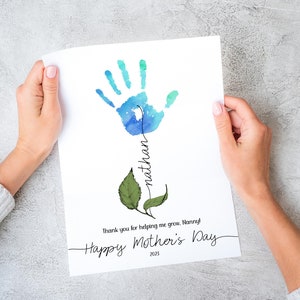 Personalized Mother's Day or Birthday Handprint Gift from kids. Printable Handprint Art for Mom. Baby handprint keepsake digital download