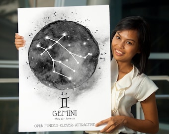 Gemini Constellation Print: Zodiac Sign Poster (Instant Download)