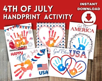 4th of July Handprint Art, Kids Patriotic Craft (Digital Download)