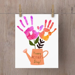 Mothers Day Handprint art instant download. Printable Gift from kids. Handprint Art for Mom, Grandma, Nana, Grammy. Baby handprint keepsake