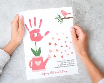 Mother's Day Handprint Art instant download. Printable Mothers Day Gift from kids. Preschool Handprint craft for Mom, Grandma, Gigi, Nana