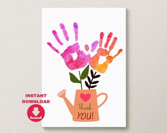 Handprint art Thank you gift instant download. Printable Gift from kids. Teacher appreciation gift. Handprint Art for Mom, Grandma, Nana
