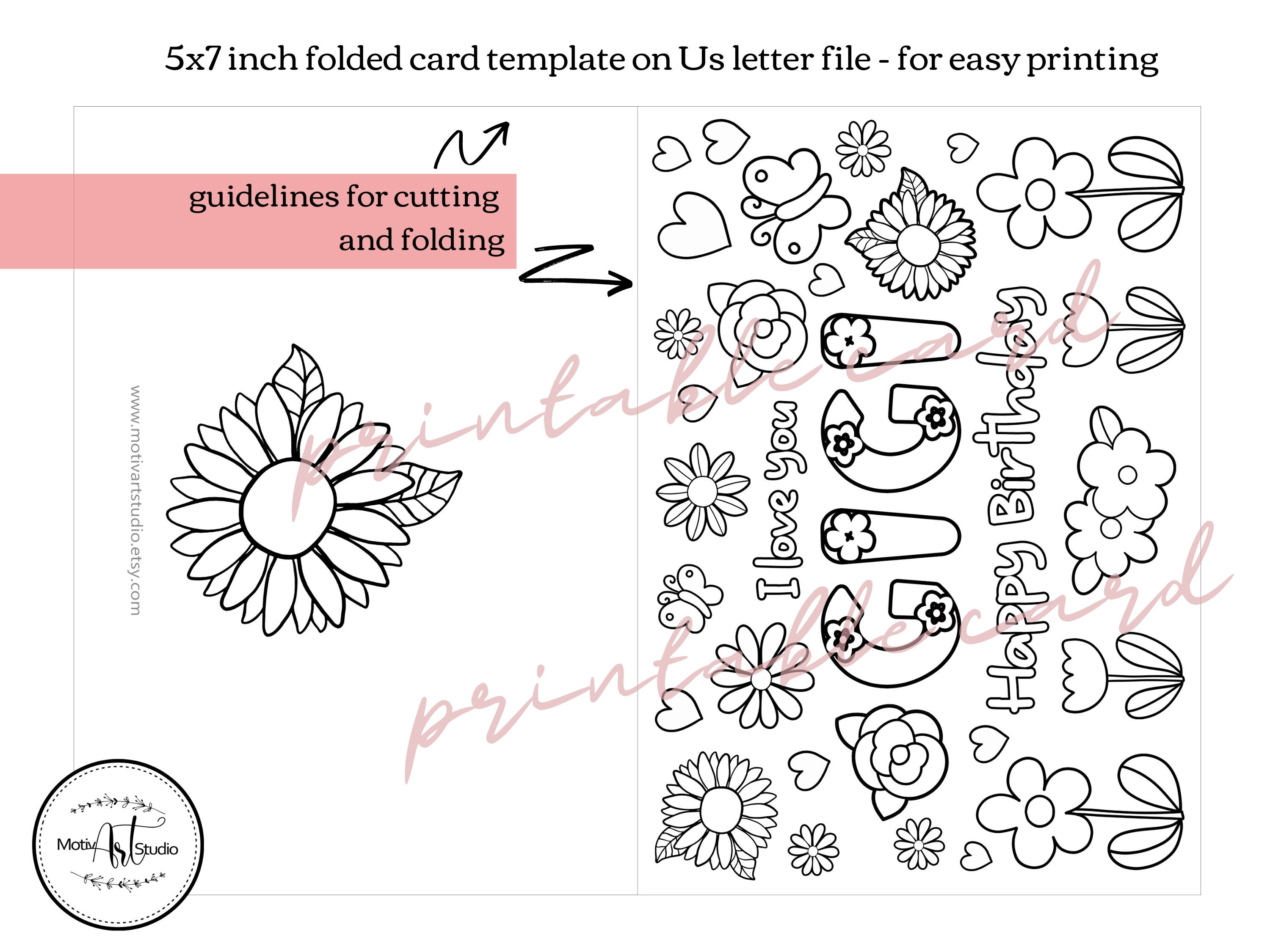 Printable Coloring Birthday Card for Gigi. Instant Download - Etsy