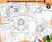 Thanksgiving Kids Coloring Placemats pack of 5. Printable Activity Placements Instant Download bundle. Kids Thanksgiving coloring pages pack 
