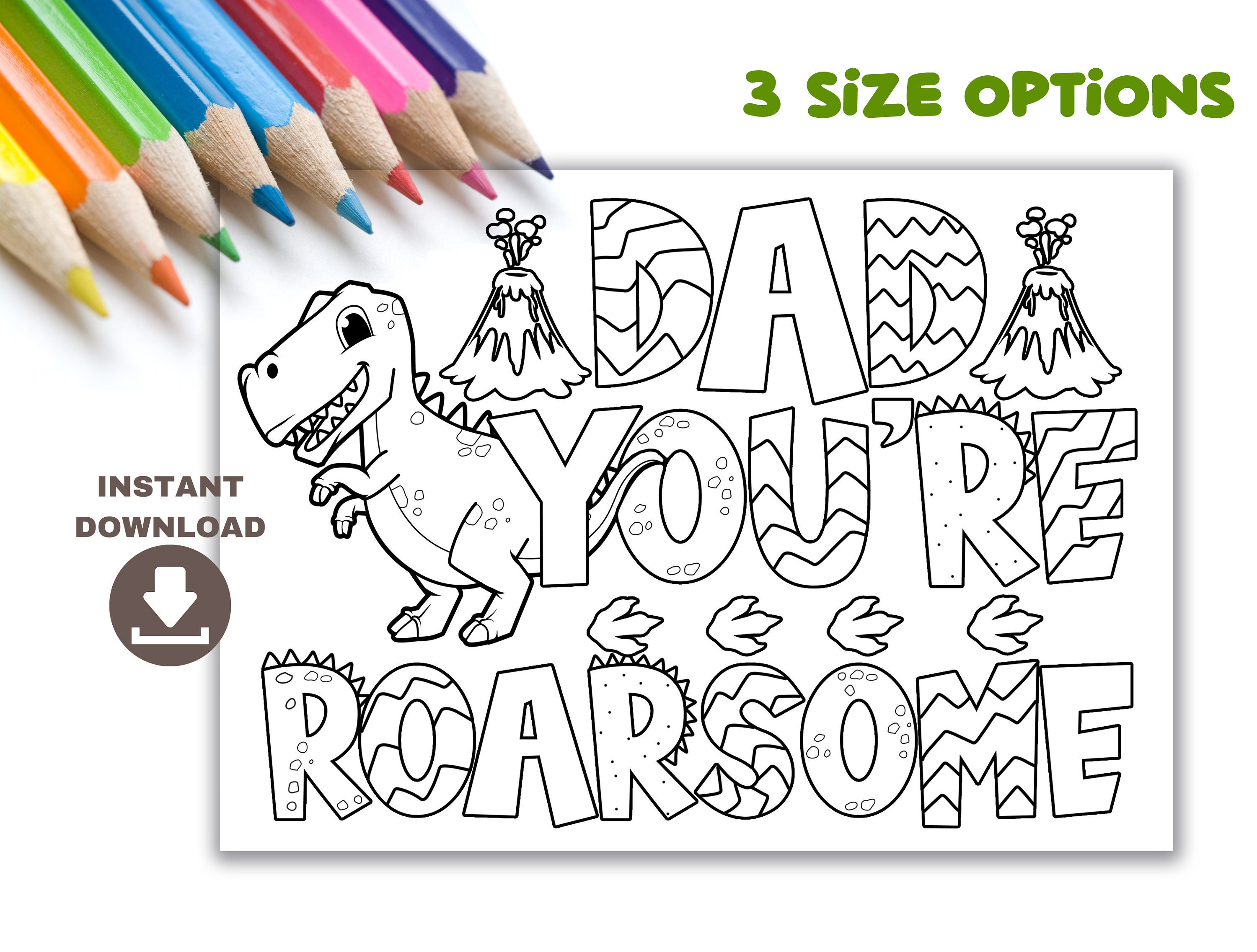 Dinosaur Birthday Coloring Card for Dad. Funny Father's - Etsy
