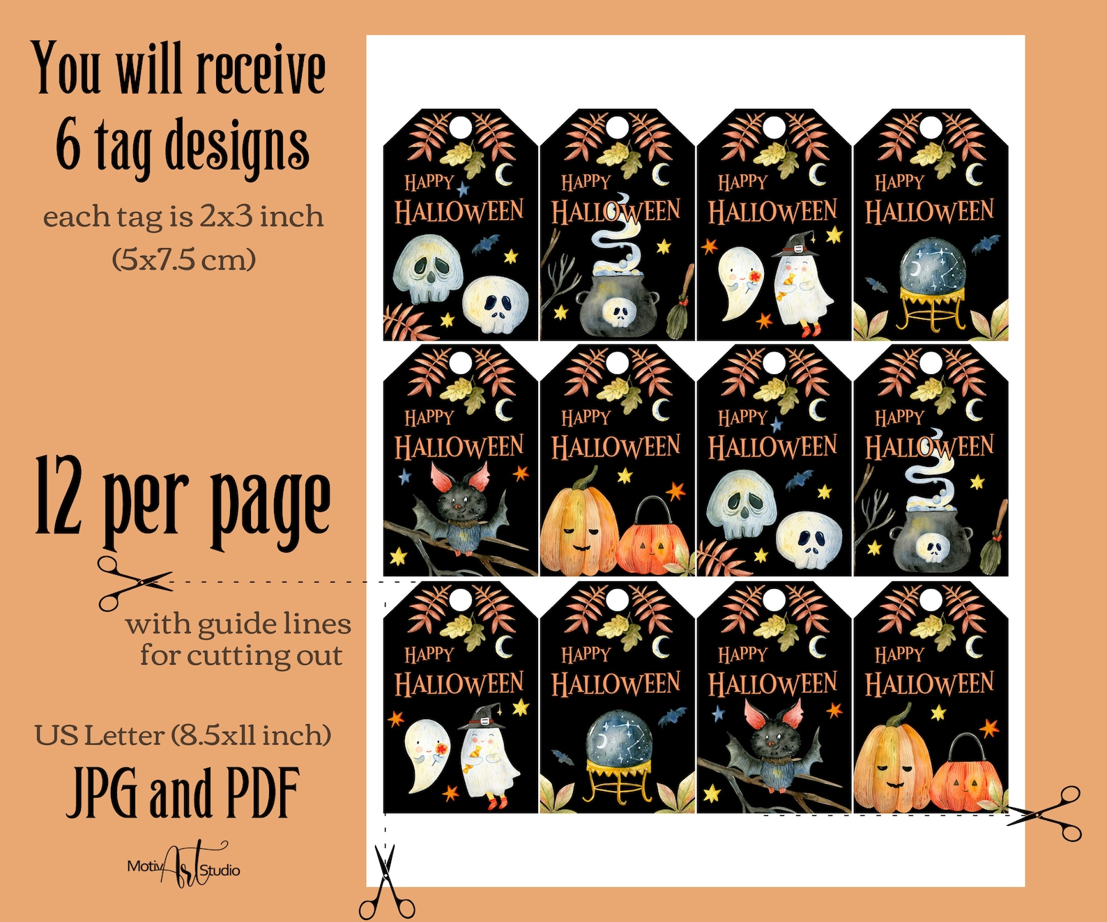 Printable Kids Halloween Party Favors Tags. Cute Halloween - Etsy