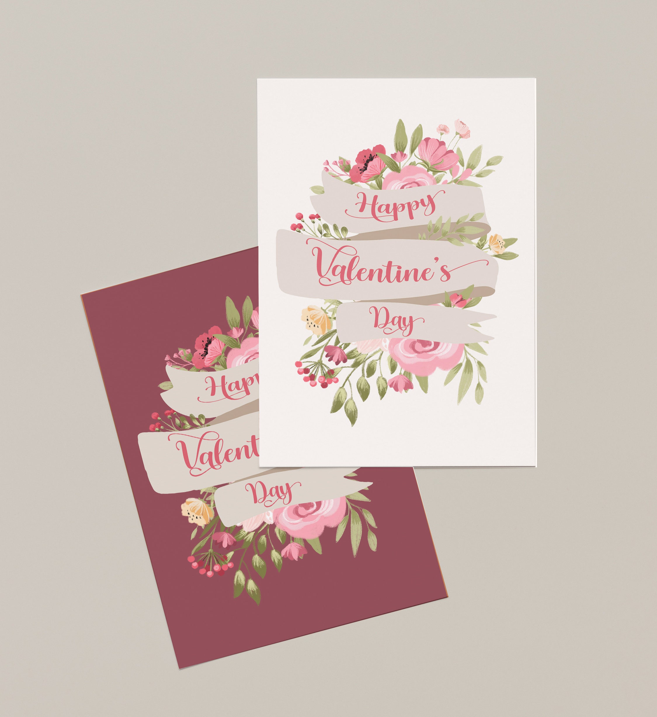 Printable Floral Valentine's Day Cards Digital Download. | Etsy
